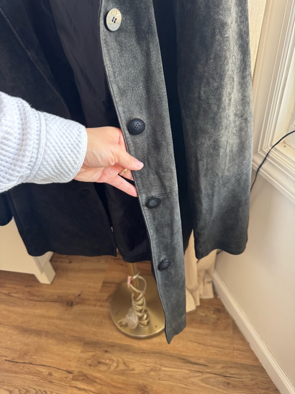 Bernardo Vintage Black Suede Leather Car Coat Jacket | Extra Large - Picture 3 of 6